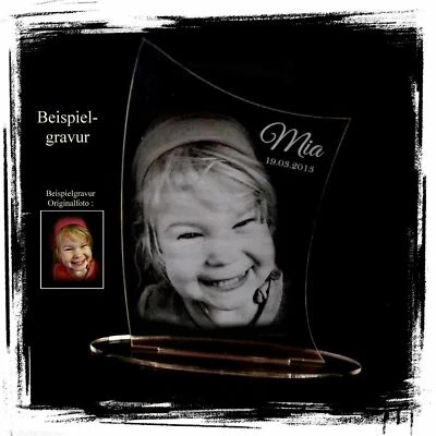 COLLAGEN MIT HERZ 1 Aufsteller Acrylglas inkl. Gravur (Foto + Text) - Individuell Taufe / Geburt