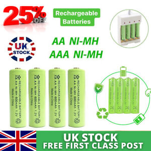 AA AAA Rechargeable Solar Light Batteries 600mAh 400mAh 300mAh NiMH 1.2V UK