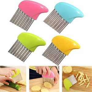 Potato Wavy Cutter Chopper Vegetable Fruit Slicer Stainless Steel Kitchen Tools - Picture 1 of 16