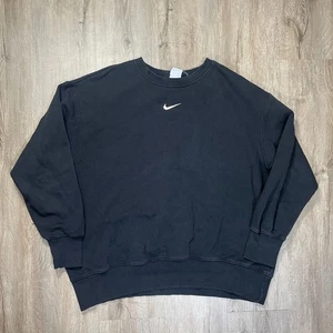 Vintage Nike Sweater Center Swoosh Crewneck Black Blank Medium Pullover Vintage - Bild 1 von 6