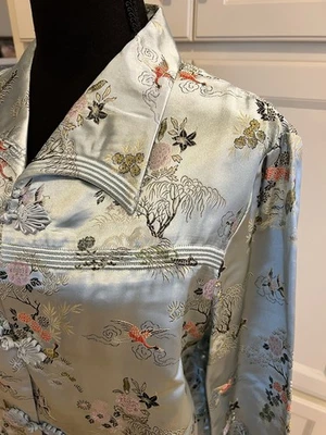 Chaqueta para mujer Bloomingdale's XL estilo japonés asiático brocado bordada azul Foto 1 de 4