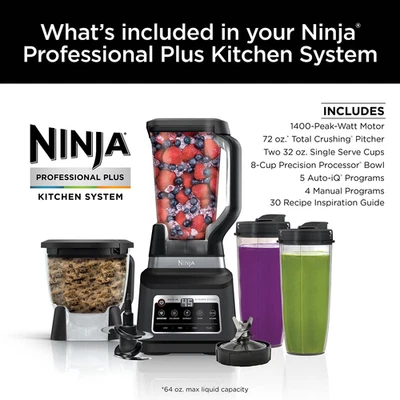 Sistema de licuadora de cocina Ninja Professional Plus y procesador de alimentos de 8 tazas NUEVO Foto 1 de 4