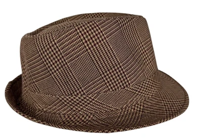 Sombrero tejido Fedora marrón y negro a cuadros para hombre marca Westend talla S/M Foto 1 de 4
