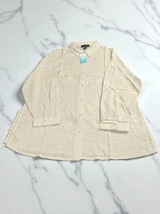 New Look Cotton Slub Shirt – Beige – BNWT – UK 12 / EU 40 📦 Fast shipping 🚚 - Picture 1 of 5