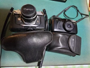 Canon FT SLR Film Camera & Ricoh Digital Compact with Leather Case Used - Picture 1 of 2