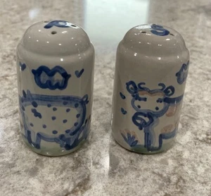 M. A. Hadley Stoneware Cow and Pig Salt and Pepper Shakers Signed - Picture 1 of 7