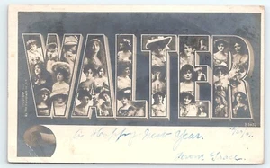 Postcard RPPC Pretty Women Large Letter Name Walter c1907 Rotograph - Picture 1 of 2