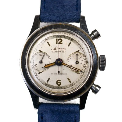 Minerva Ref. 1335 Waterproof 33.5mm Round Pushers Two Tone Dial Cal 13-20 Rare - Image 1 of 4