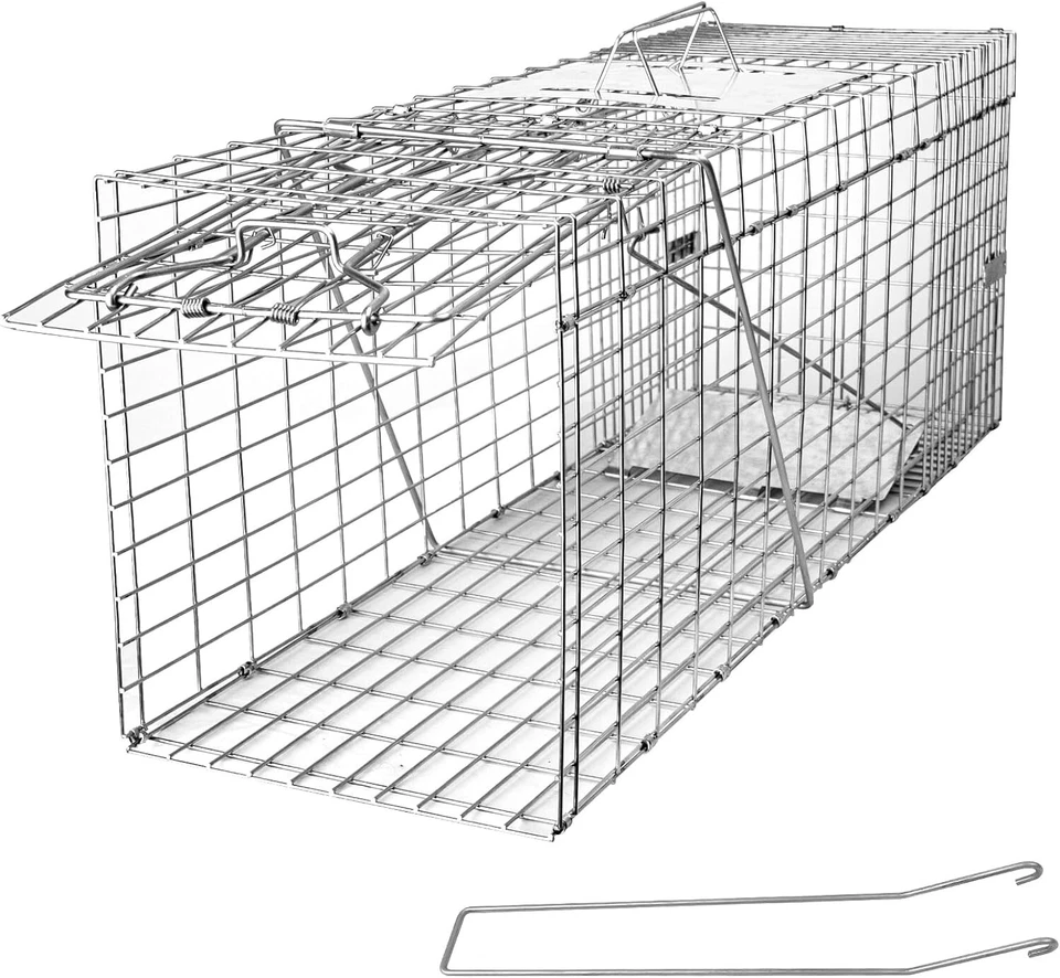 Trampa para jaula de animales vivos de 32" trampas para mapaches plegables de alta resistencia captura y liberación Foto 1 de 4