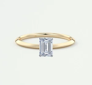 IGI F/VS 1 Kt Smaragd Lab Created Grown Diamant Verlobungsring 14 K Gelbgold - Bild 1 von 2