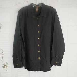 Bit & Bridle Women's Western Shirt XL Black Brass Snaps Long Sleeve Ranch Rodeo - Picture 1 of 9