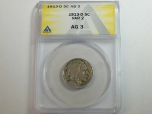 1913-D Type 2 Buffalo Nickel ANACS AG-3 SN6369 - Picture 1 of 4