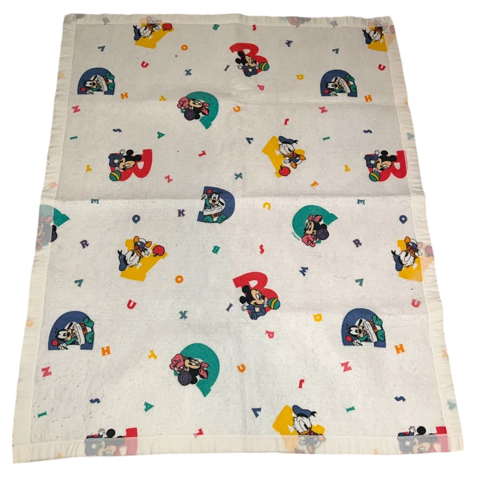 Manta de bebé vintage años 80 Disney Babies ABC poli acrílico Dundee blanco borde de nailon Foto 1 de 4