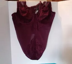 NWT Torrid Curve Dark Red Wine Purple Lacey Bodysuit Teddie size 3 - Picture 1 of 11