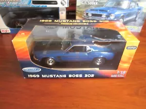 Welly 1969 Ford Mustang Boss 302 Fastback 1/18 Premium Diecast Car Blue NEW! - Picture 1 of 10