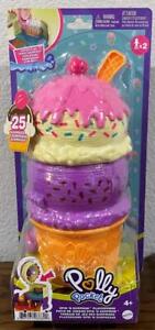 NEW Polly Pocket Spin ‘n Surprise Compact Playset 3 Levels Ice Cream Cone