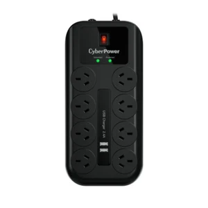 CyberPower 8-Port Surge Protector Powerboard w/ 2x USB Charger CPSURGE08USB-ANZ - Picture 1 of 2