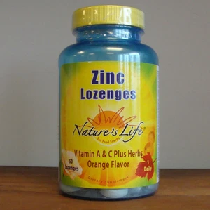 Zinc Nature's Life Zinc Lozenges 50 Lozenges Zinc Vitamin A & C Immunity 06/20 - Picture 1 of 3