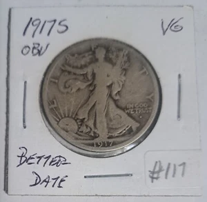 1917-S Obverse Walking Liberty Half Dollar San Francisco Mint Silver 90% VG - Picture 1 of 8
