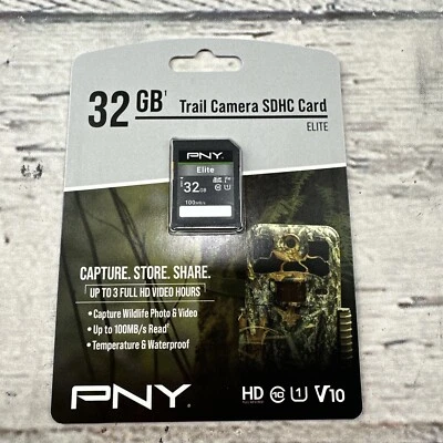PNY Elite 32 Gb Trail Camera SDHC card Deer Hunting Turkey P-Sd32gv New - Image 1 of 4