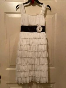 NEW Girls White Ruffled Dress Size 14 Wedding Special Occasion My Michelle NWT - Picture 1 of 11