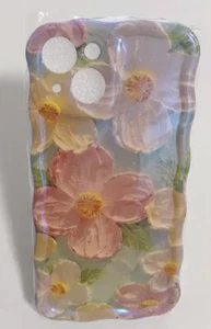 Coque téléphone fleurs peinture huile pour iPhone 15 TPU mignon cadeau / 15 Apple - Photo 1 sur 7
