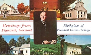 Postal de saludos desde Plymouth Vermont lugar de nacimiento del presidente Calvin Coolidge - Imagen 1 de 2
