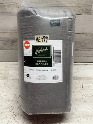 Woolrich Sherpa King Blanket Burlington Grey New - Image 1 of 3