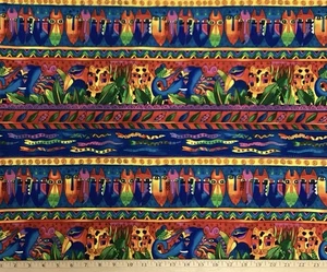 1.75 yd x 44" Laurel Burch for Clothworks JUNGLE SONG Colorful Cotton Fabric - Picture 1 of 2