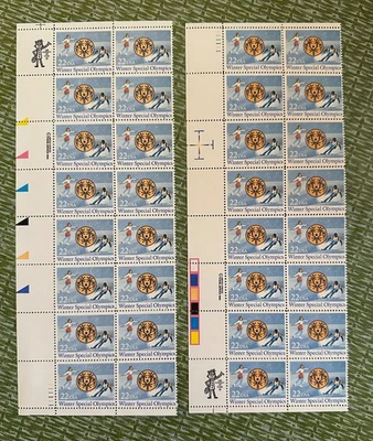 US STAMPS 1984 #2142 WINTER SPECIAL OLYMPICS 22C (2)PLATE BLOCKS OF 16  MNH - Image 1 of 2