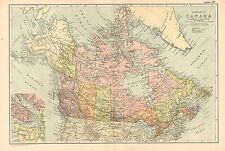 1908 LARGE VICTORIAN MAP ~ DOMINION OF CANADA VANCOUVER BRITISH COLUMBIA QUEBEC