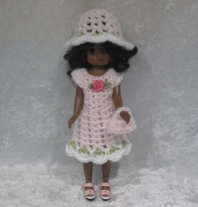 Made to fit TINY BETSY McCALL Handmade Crochet Clothes #16 Dress Hat & Purse Set - Picture 1 of 3