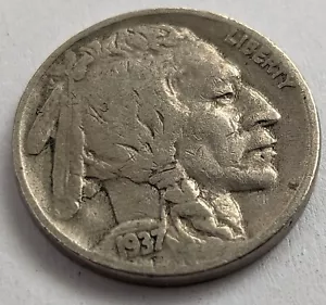 1937 BUFFALO NICKEL US MINT NICE COIN BN055 - Picture 1 of 2