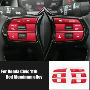 For Honda Civic 2022-2024 Red Aluminum interior Steering Wheel Button Cover Trim - Bild 1 von 5