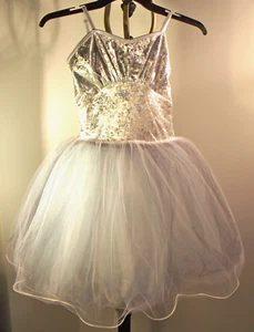 Mädchen Tutu Kleid Kostüm, Ballett, weiß/grau/silber, Gr. L (Mädchen) - Bild 1 von 12