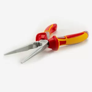 NWS 8" Chain Nose Pliers (Radio Pliers) VDE - Matte Chromium - SoftGripp, Tether - Picture 1 of 4