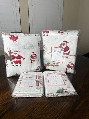 Juego de 2 sábanas dobles Pottery Barn Kid Heritage Black Santa Twin Foto 1 de 4