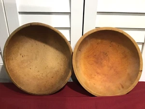 Ciotola per pasta in legno massello vintage firmata primitiva 11" lotto di 2 - Foto 1 di 7