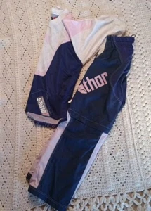 THOR 2007 MOTORCROSS Racing OFFROAD GEAR SET Women's 5/6 Pants L Top Purple Pink - Picture 1 of 18