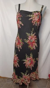 AGB Dress Byer California Size 14 New With Tags Black Floral Sleeveless HI Low - Picture 1 of 9