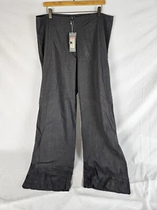 NWT VTG Eileen Fisher Size 16 BlackLinen Blend Stretch Slacks Dress Pants 36x32 - Picture 1 of 8