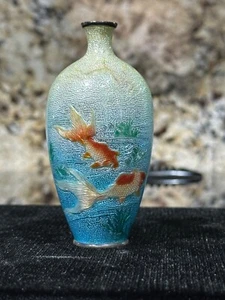 3.5” Antique Japanese Ginbari silver Moriage Cloisonné vase Signed Meiji AS IS - Picture 1 of 16