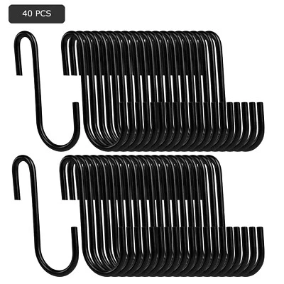 20/30/40 PCS Heavy Duty Steel S Shaped Hooks Hanging Hangers Pan Pot Holder Rack - Image 1 of 4