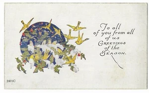 Vintage Postcard "To all of you from all of us Greetings of the Season" - Bild 1 von 2