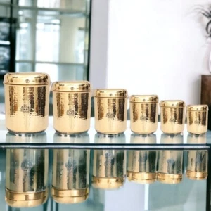 Pure Pital / Brass Storage Box/Dabba/Organiser Set with 6 Containers - Picture 1 of 7