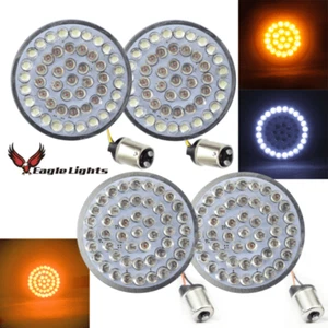 EagleLights ValueLine 2" Harley LED Front & Rear Amber Turn Signals Clear Lenses - Picture 1 of 11
