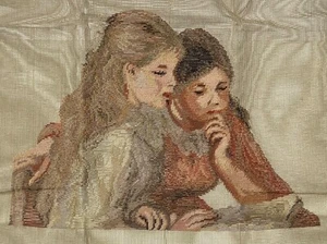 V-2 PIERRE-AUGUSTE RENOIR "THE READING" Two Young Girls Needlepoint Tramme Kit - Picture 1 of 5