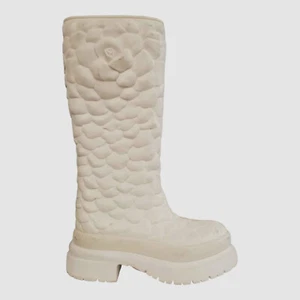$980 Valentino Garavani Women Ivory Atelier Rose Tall Rain Boots Shoe Size 39 - Picture 1 of 11