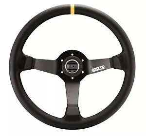 Volante Sparco R 325 gamuza negra 350 mm de diámetro Plato 95 mm y centrado amarillo - Imagen 1 de 1