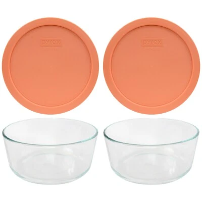 Pyrex 7203 Tazón de Almacenamiento de Vidrio de 7 Tazas con 7402-PC Bahama Sunset Tapa Naranja (Paquete de 2) Foto 1 de 4